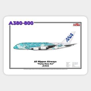 Airbus A380-800 - All Nippon Airways "Flying Honu Kai" (Art Print) Sticker